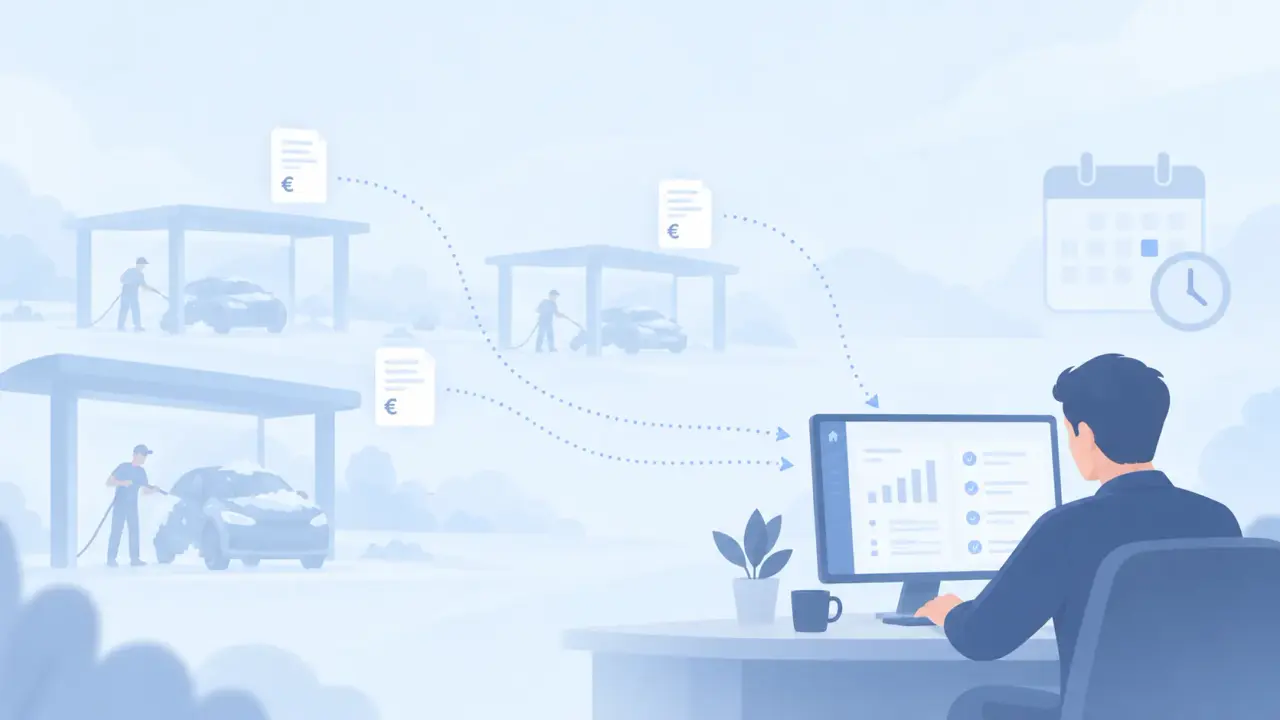 La facture du carwash arrive dans le logiciel comptable de l'entreprise.